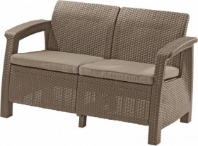 Диван пластиковый Корфу (Corfu love seat) капучино - песок в Магнитогорске - magnitogorsk.ok-mebel.com | фото