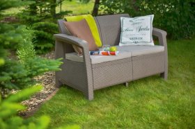 Диван пластиковый Корфу (Corfu love seat) капучино - песок в Магнитогорске - magnitogorsk.ok-mebel.com | фото 2