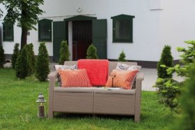 Диван пластиковый Корфу (Corfu love seat) капучино - песок в Магнитогорске - magnitogorsk.ok-mebel.com | фото 3