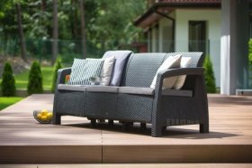 Диван пластиковый Корфу Макс (Corfu love seat max) графит в Магнитогорске - magnitogorsk.ok-mebel.com | фото 3