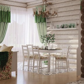 Комлект Вествик обеденный стол и четыре стула, массив сосны, цвет белый в Магнитогорске - magnitogorsk.ok-mebel.com | фото 1