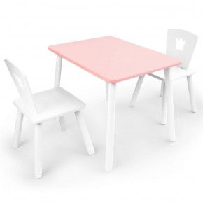 Комплект детской мебели стол и два стула Корона  (Розовый/Белый/Белый) в Магнитогорске - magnitogorsk.ok-mebel.com | фото