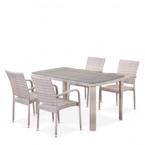 Комплект плетеной мебели T256C/Y376C-W85 Latte (4+1) + подушки на стульях в Магнитогорске - magnitogorsk.ok-mebel.com | фото