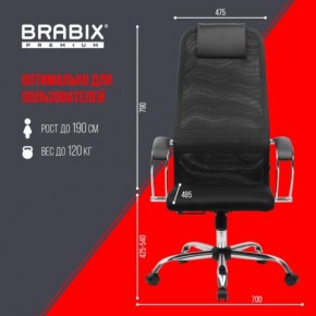 Кресло BRABIX PREMIUM "Ultimate EX-800" хром, плотная двойная сетка Х2, черное, 532911 в Магнитогорске - magnitogorsk.ok-mebel.com | фото 6