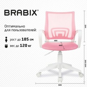 Кресло BRABIX "Fly MG-396W", с подлокотниками, пластик белый, сетка, розовое, 533008 в Магнитогорске - magnitogorsk.ok-mebel.com | фото 5