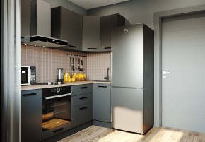 Кухня угловая Антрацит 2200х1000 (Стол. 38мм) в Магнитогорске - magnitogorsk.ok-mebel.com | фото