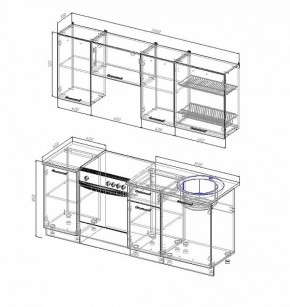 Кухонный гарнитур Антрацит 2000 (Стол. 26мм) в Магнитогорске - magnitogorsk.ok-mebel.com | фото 2