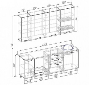 Кухонный гарнитур Антрацит 2200 (Стол. 38мм) в Магнитогорске - magnitogorsk.ok-mebel.com | фото 3