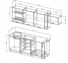 Кухонный гарнитур Антрацит 2550 (Стол. 26мм) в Магнитогорске - magnitogorsk.ok-mebel.com | фото 2