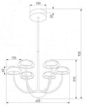 Люстра на штанге Eurosvet Fungo 50388 LED черный в Магнитогорске - magnitogorsk.ok-mebel.com | фото 4