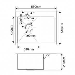 Мойка HD5851L MELANA ProfLine 3,0/200 САТИН врезная прямоугольная с коландером HD5851L в Магнитогорске - magnitogorsk.ok-mebel.com | фото 2