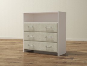 PROxSON Комод Varna (ЛДСП Белая+ткань Белый/Savana Milk (молочный)) 90x40 в Магнитогорске - magnitogorsk.ok-mebel.com | фото