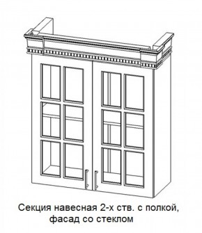 Секция навесная 2-х ств. с полкой "Верона", фасад со стеклом (800) в Магнитогорске - magnitogorsk.ok-mebel.com | фото