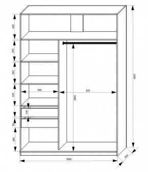 Шкаф-купе 1600 серии SOFT D1+D3+B2+PL1 (2 ящика+1штанга) профиль «Графит» в Магнитогорске - magnitogorsk.ok-mebel.com | фото 3