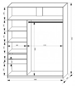 Шкаф-купе 1800 серии SOFT D1+D3+B2+PL1 (2 ящика+1штанга) профиль «Графит» в Магнитогорске - magnitogorsk.ok-mebel.com | фото 3