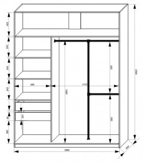 Шкаф-купе 1800 серии SOFT D8+D2+B2+PL4 (2 ящика+F обр.штанга) профиль «Графит» в Магнитогорске - magnitogorsk.ok-mebel.com | фото 3