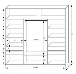 Шкаф-купе 2100 серии SOFT D2+D7+D3+B22+PL2 (по 2 ящика лев/прав+1штанга+1полка) профиль «Графит» в Магнитогорске - magnitogorsk.ok-mebel.com | фото 3