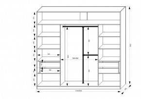 Шкаф-купе 2150 серии NEW CLASSIC K4+K4+K4+B22+PL4(по 2 ящика лев/прав+F обр.штанга) профиль «Капучино» в Магнитогорске - magnitogorsk.ok-mebel.com | фото 3