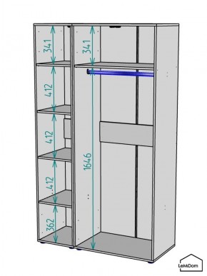 Шкаф Linnea MHR-3PO-1 2050х1200х510 (Белый-М 11.1.1) в Магнитогорске - magnitogorsk.ok-mebel.com | фото 3