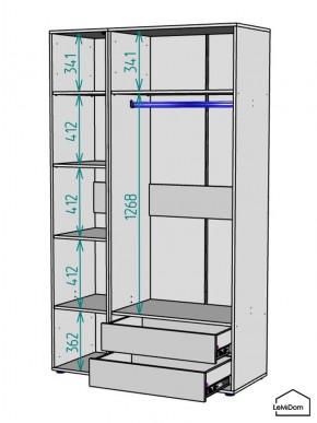 Шкаф Linnea MHR-3PO-2 2050х1200х510 (Белый-М 11.1.1) в Магнитогорске - magnitogorsk.ok-mebel.com | фото 3