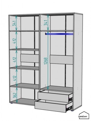 Шкаф Linnea MHR-4PO-2 2050х1600х510 (Белый-М 11.1.2) в Магнитогорске - magnitogorsk.ok-mebel.com | фото 3