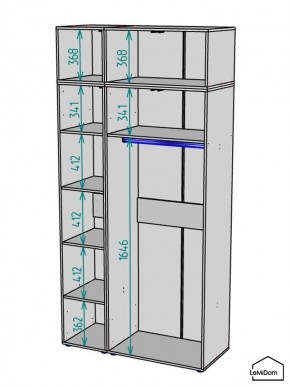 Шкаф с антресолью Linnea MHR-3POA-1 2450х1200х510 (Белый-М 11.1.1) в Магнитогорске - magnitogorsk.ok-mebel.com | фото 3