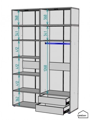 Шкаф с антресолью Linnea MHR-4POA-2 2450х1600х510 (Белый-М 11.1.2) в Магнитогорске - magnitogorsk.ok-mebel.com | фото 3