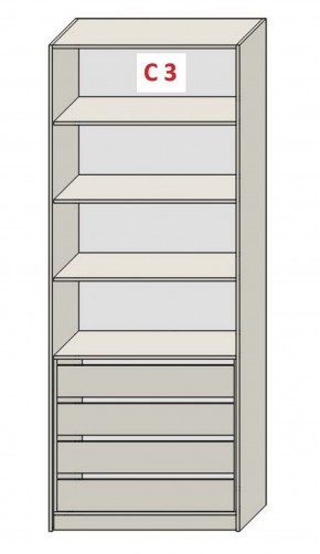 Шкаф СТАНДАРТ С3 4 ящика серия "ГЕСТИЯ" (Бело-серый/Дуб Небраска натуральный ) 800*520*2300 в Магнитогорске - magnitogorsk.ok-mebel.com | фото 2