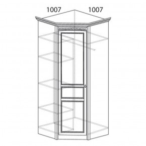 Шкаф угловой №183 "Лючия" Фасад зеркало (Угол 1007*1007) Дуб оксфорд серый в Магнитогорске - magnitogorsk.ok-mebel.com | фото 2