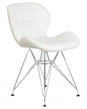 Стул обеденный DOBRIN BUTTERFLY CHROME, ножки хром, цвет белый в Магнитогорске - magnitogorsk.ok-mebel.com | фото 2