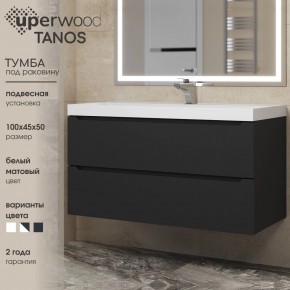 Тумба под раковину Uperwood Tanos 100 см, подвесная, черная матовая в Магнитогорске - magnitogorsk.ok-mebel.com | фото 3