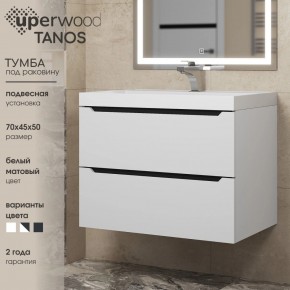 Тумба под раковину Uperwood Tanos 70 см, подвесная, белая/графит в Магнитогорске - magnitogorsk.ok-mebel.com | фото 3