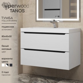 Тумба под раковину Uperwood Tanos 80 см, подвесная, белая/графит в Магнитогорске - magnitogorsk.ok-mebel.com | фото 3
