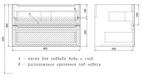 Тумба под раковину Uperwood Tanos 80 см, подвесная, белая/графит в Магнитогорске - magnitogorsk.ok-mebel.com | фото 7