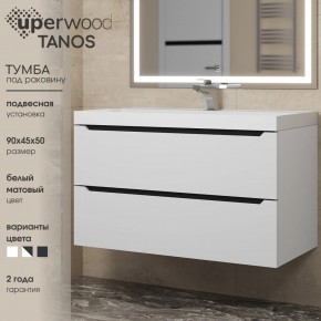Тумба под раковину Uperwood Tanos 90 см, подвесная, белая/графит в Магнитогорске - magnitogorsk.ok-mebel.com | фото 3